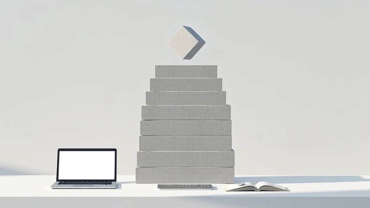 Illustration: A stack of gray blocks sits on a clean desk.