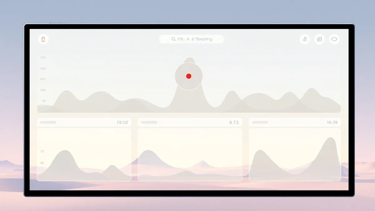 Illustration: A clean, minimalist dashboard displays a single pulsing red dot among faint gray background shapes.