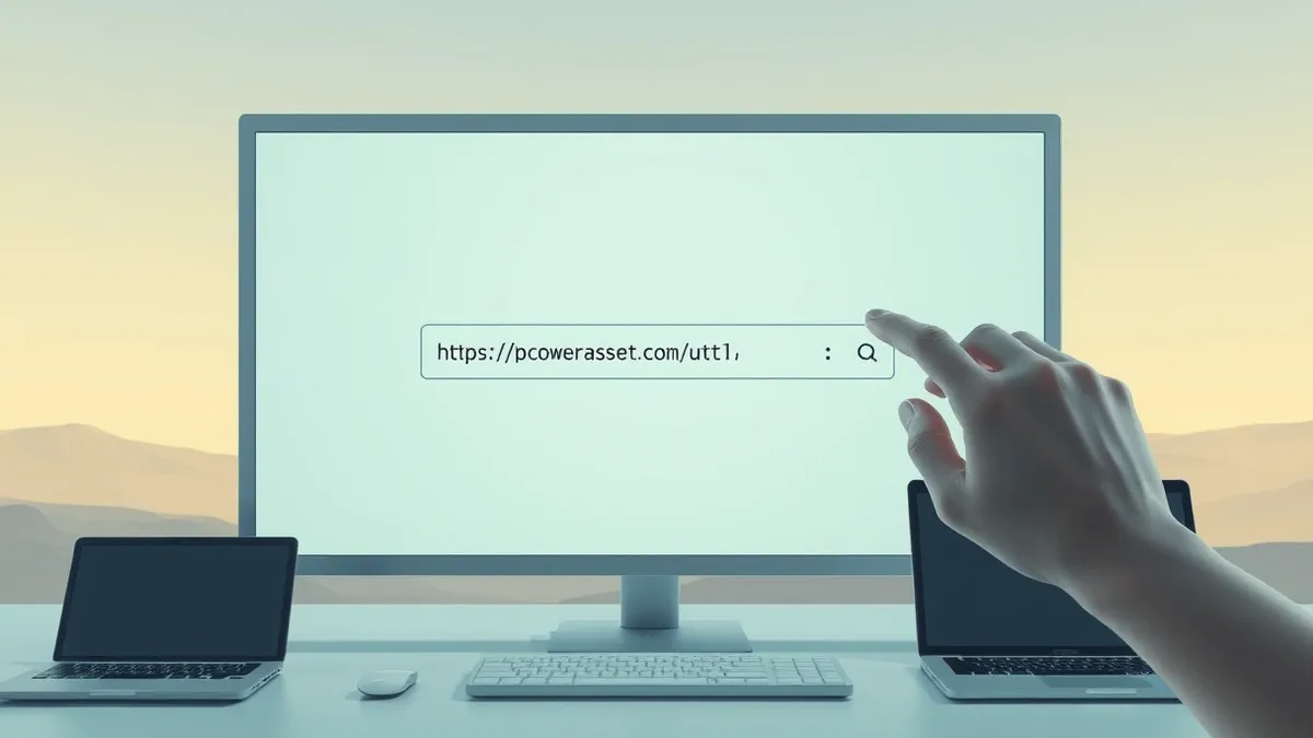Illustration: A generic web browser window displays a blank page with a simple address bar.